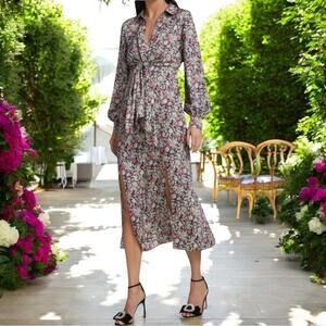 Cinq a Sept Long Sleeve Floral Midi Dress NWT